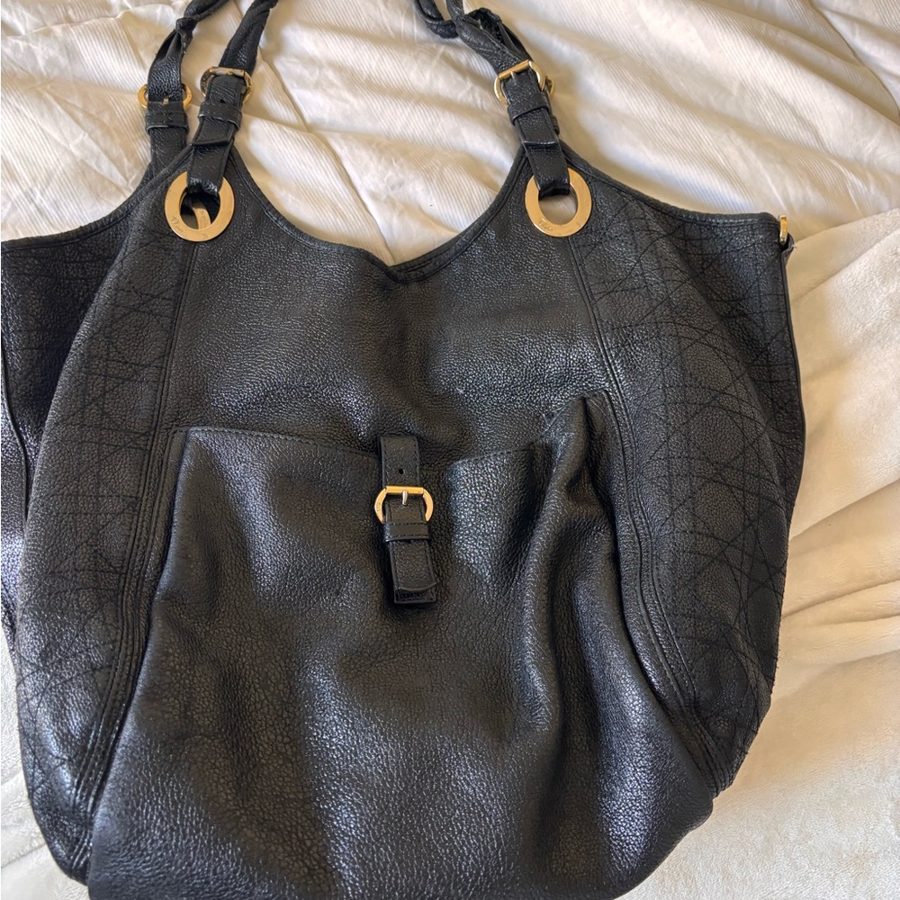Dior Black Leather Tote with Gold Hardware